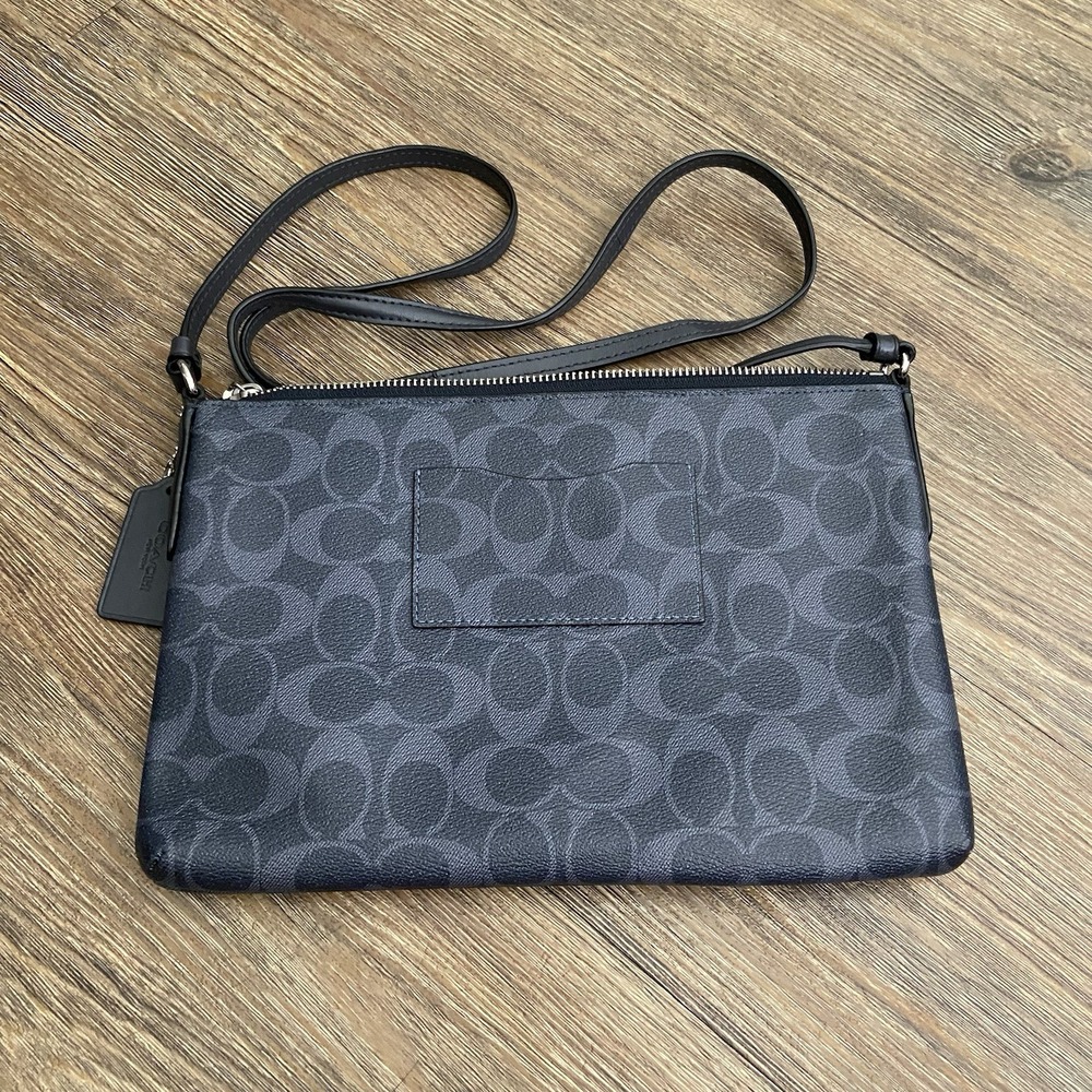 Coach Signature East West Pop Up Crossbody Bag Black Gray f29725 EUC - Picture 9 of 9